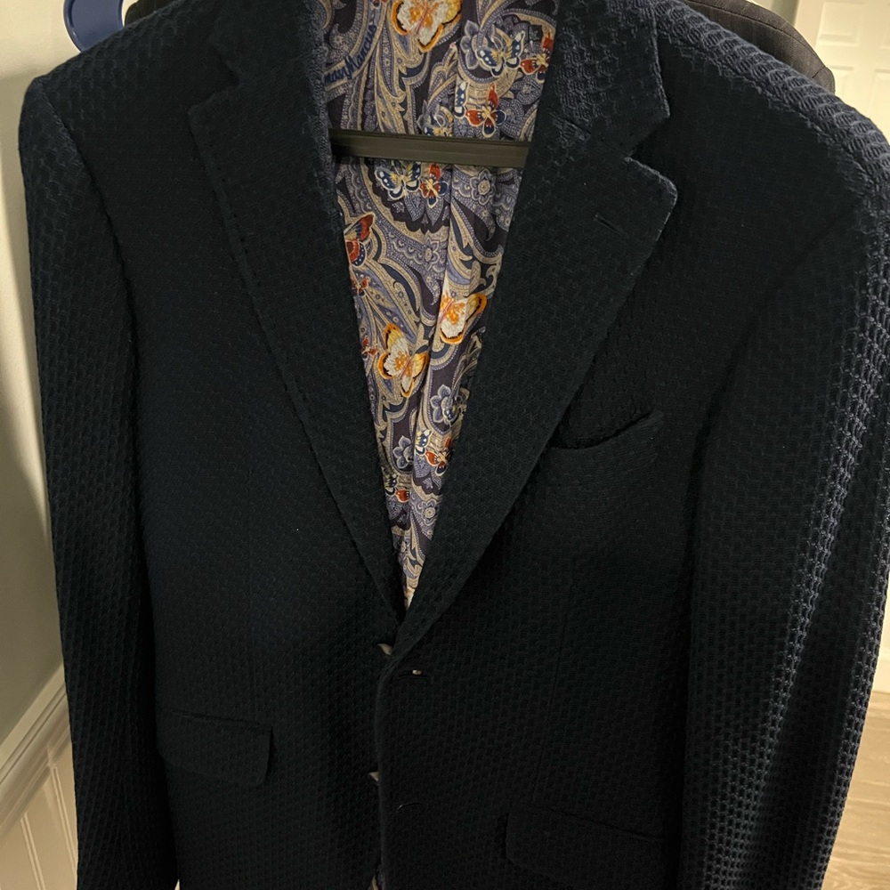 Etro Dark Blue Textured Blazer